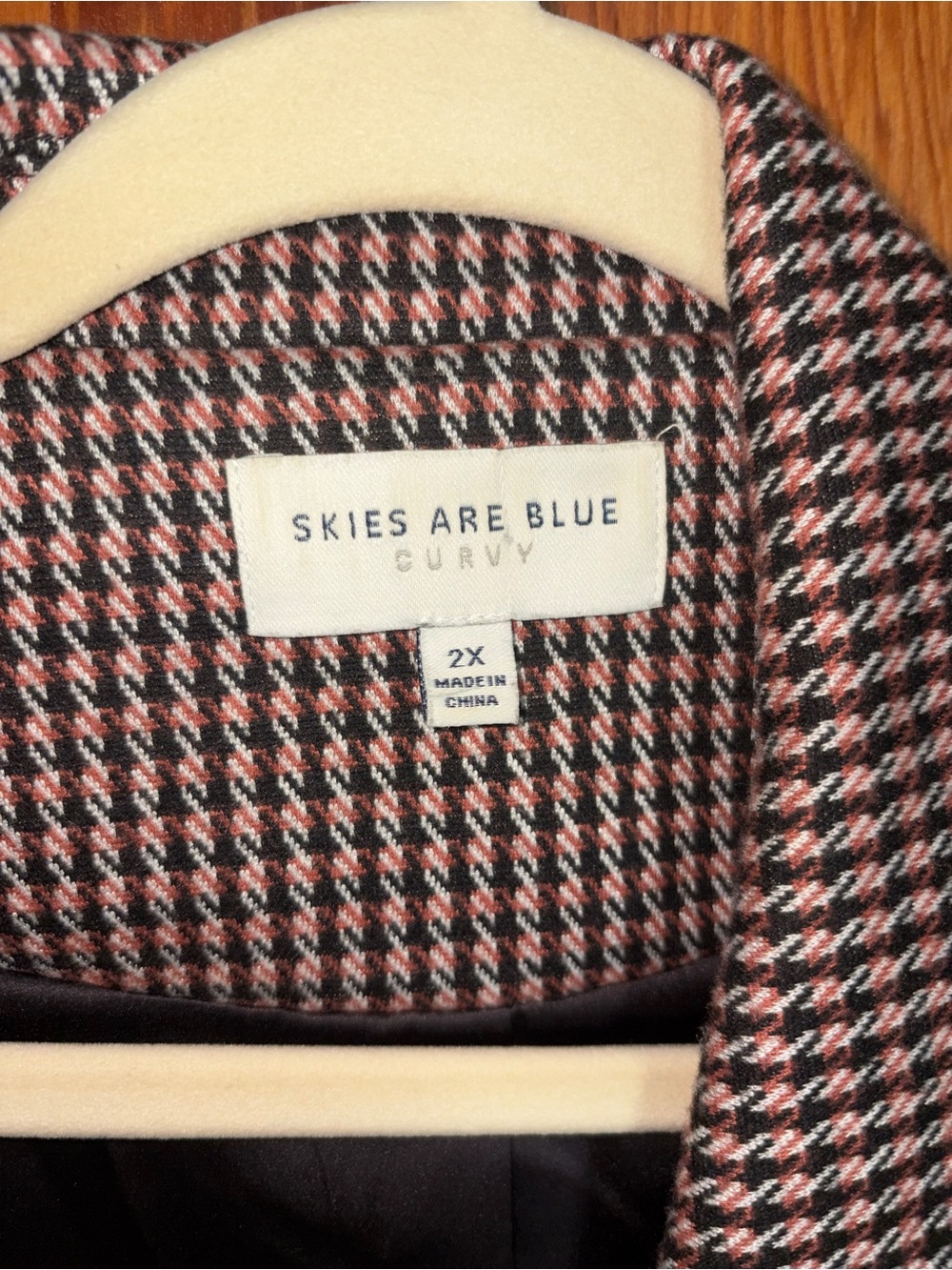 Skies Are Blue Brown & Black Houndstooth Oversized Blazer Jacket - Picture 2 of 3